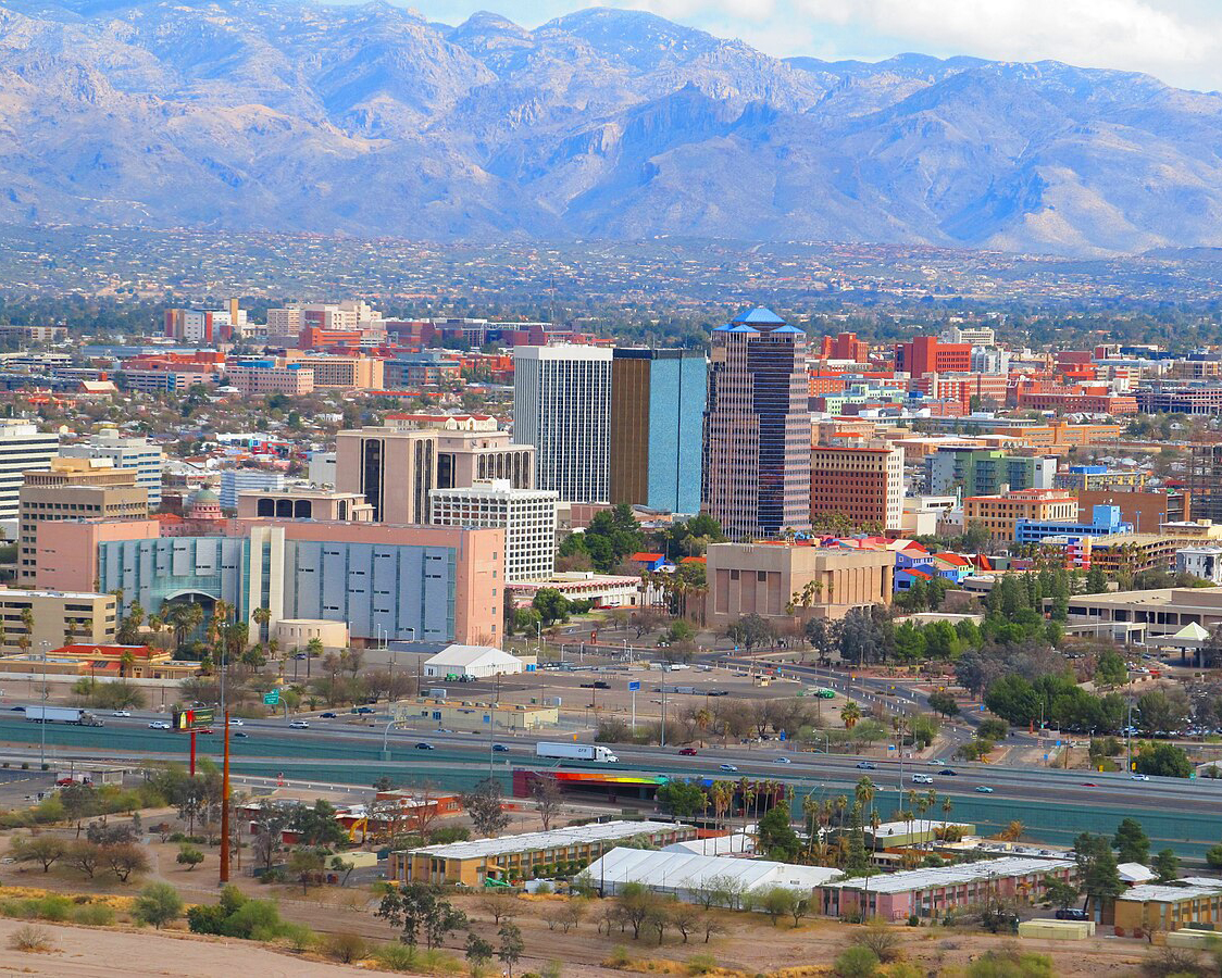 Tucson Arizona skyline with mountains